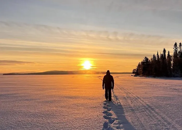 Cozy Arctic Lakeside With Private Sauna 度假居
